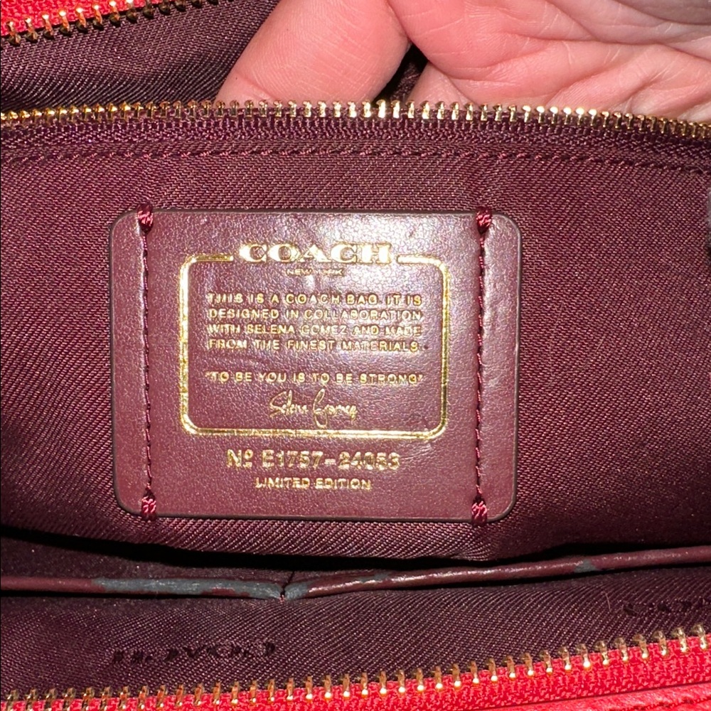 Coach special edition Selena Gomez Cherry Red Leather 2 way Bag - Picture 14 of 16